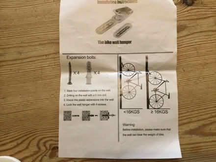 Photo of free Bike storage wall hook x 2 (Blairgowrie, PH10) #2