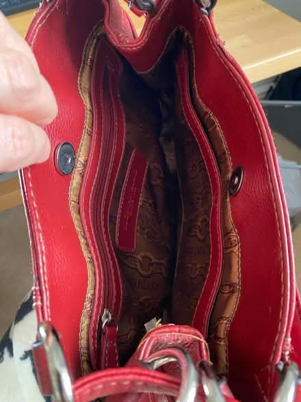 Photo of free Red leather handbag (Surbiton KT6) #3