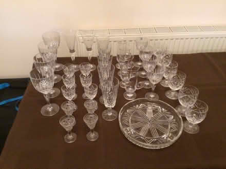 Photo of free 8 sets of assorted cut glass glasses and cake stand (Draycott GL11) #1