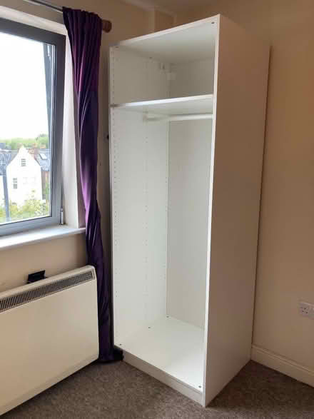 Photo of free White Wardrobe with rail and shelf, IKEA Pax, 75x58x201cm (Balham SW17) #3