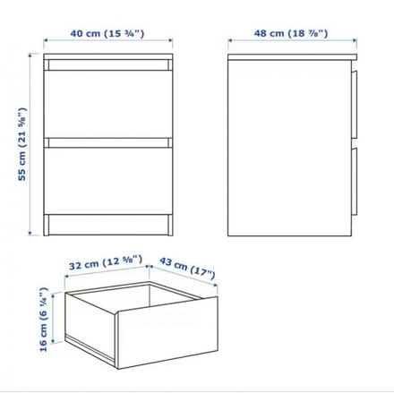 Photo of free Black-brown Bedside table/Chest of 2 drawers, IKEA Malm (Balham SW17) #3