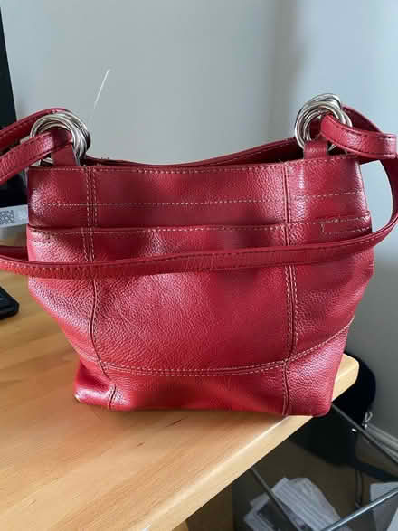 Photo of free Red leather handbag (Surbiton KT6) #1