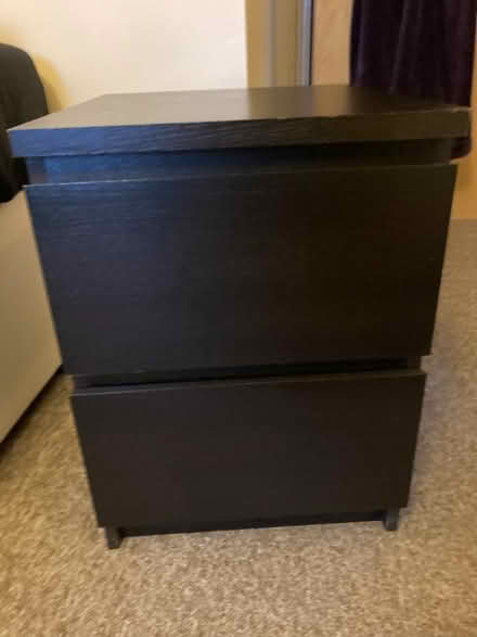 Photo of free Black-brown Bedside table/Chest of 2 drawers, IKEA Malm (Balham SW17) #1