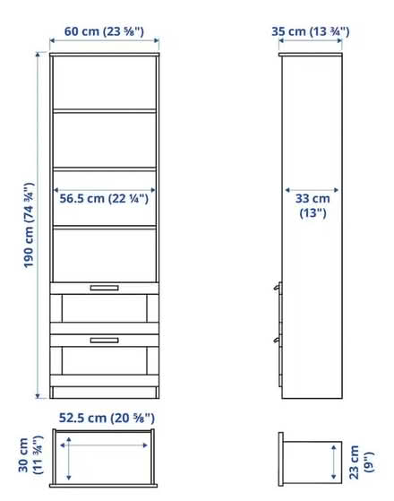 Photo of free Black-brown Bookcase w shelves & drawers, IKEA Brimnes (Balham SW17) #2