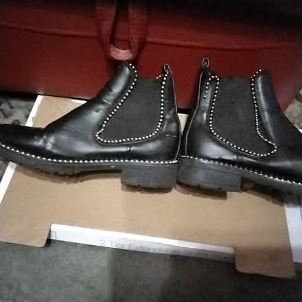 Photo of free pr ladies black short fancy bead ankle biker boots (Marton Bank FY3) #3