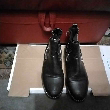 Photo of free pr ladies black short fancy bead ankle biker boots (Marton Bank FY3) #4