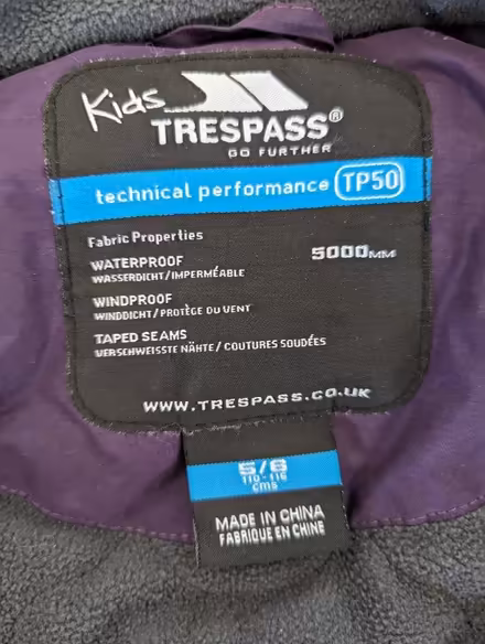 Photo of free Purple tresspass coat age 5/6 (BS7) #2