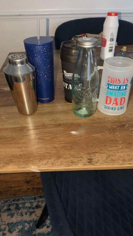 Photo of free 2 Drink cups, cocktail cup, glass Coke bottle to old milk in the fridge with the lead on top to secure cup (NW10) #2