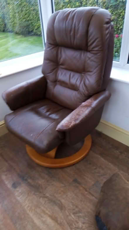 Photo of free Leather swivel/reclining chair. (High Hesket CA4) #1