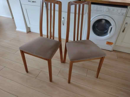 Photo of free 2 slightly damaged dining chairs (Melbourn Royston) #1