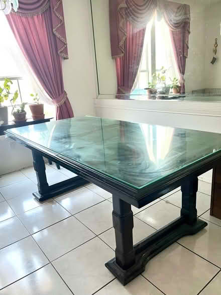 Photo of free Wood dining table w/glass top (South Arlington) #2