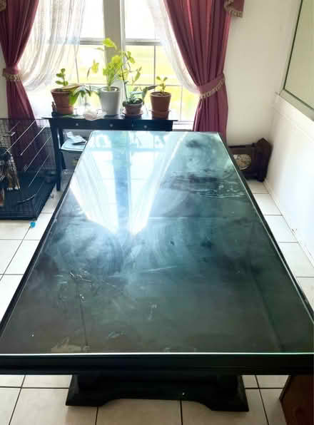 Photo of free Wood dining table w/glass top (South Arlington) #3