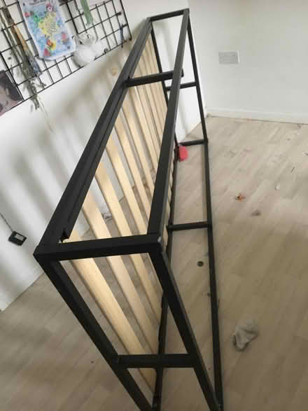 Photo of free Single Metal Bed Frame With Wooden Slats (CT10) #1