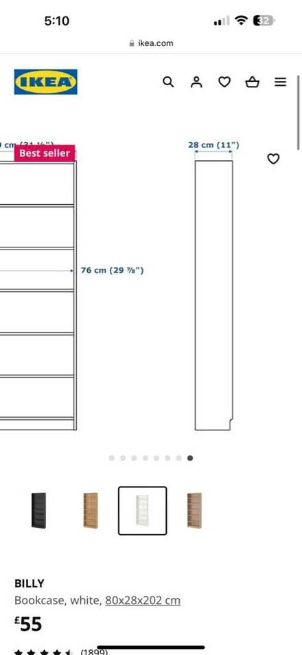 Photo of free Ikea billy bookshelf white (Gateshead NE10) #2