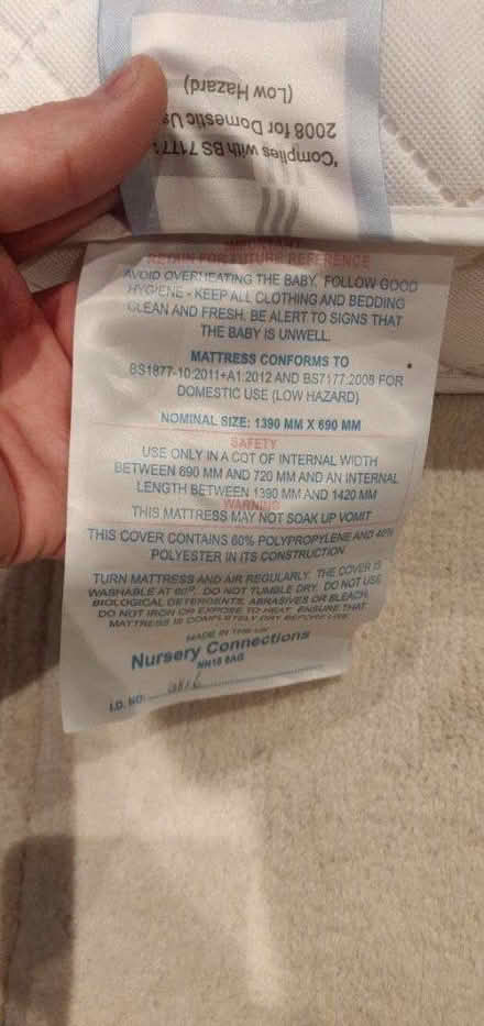 Photo of free Cot bed mattress - clean (Hazel Grove SK7) #4