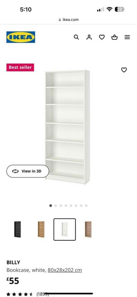 Photo of free Ikea billy bookshelf white (Gateshead NE10) #1