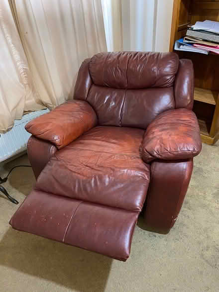 Photo of free Brown Leather Recliner (Peterborough (Millfield)) #1