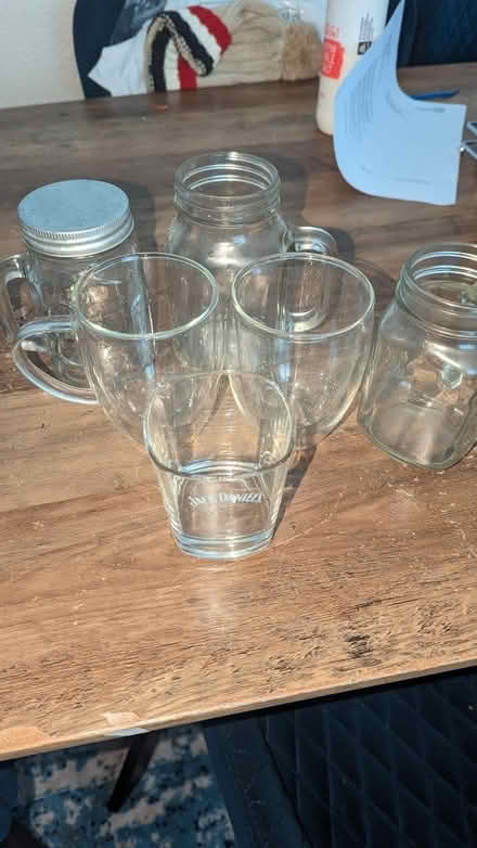 Photo of free 2 coffee cups, 3 mason cups, 1 jack Daniels glass (NW10) #1