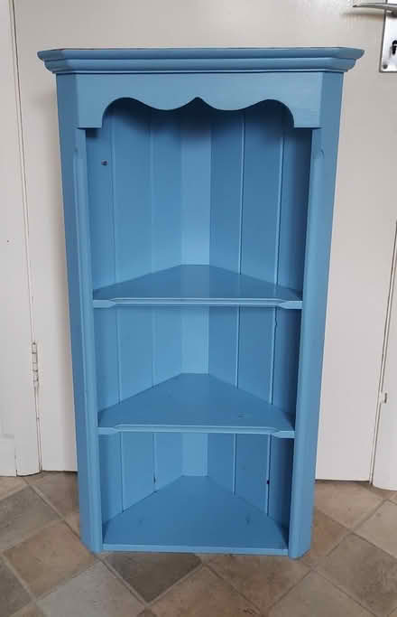Photo of free Wall-hanging wooden corner unit - pine (Biddulph ST8) #1