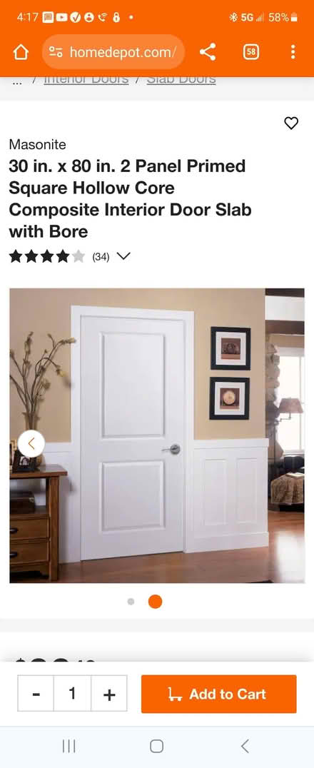 Photo of free 30" white indoor door (Hayward) #1