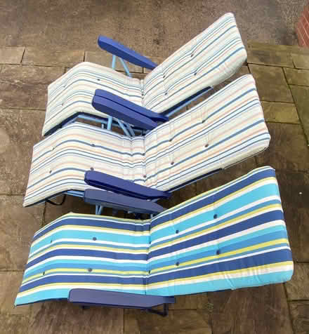 Photo of free 3 used sun loungers with cushions (Boroughbridge YO51) #2