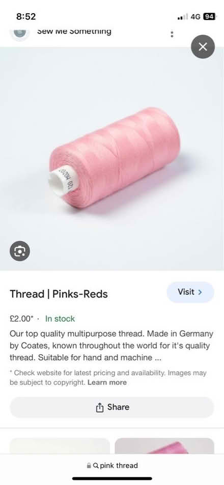Photo of Pink thread (Trumpington CB2) #1