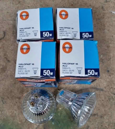 Photo of free Four, new, GU10, 50W, 240v halogen bulbs (Titchfield PO14) #1
