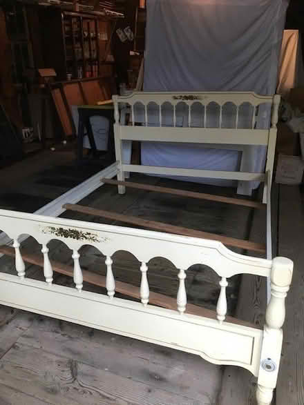 Photo of free White wooden double bed frame (Pelham) #1