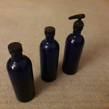 Photo of free 3 dark blue empty glass bottles (crouch end, N8) #1