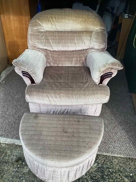 Photo of free Easy chair with matching foot stool (Llanelli Brynmor Rd SA15) #1
