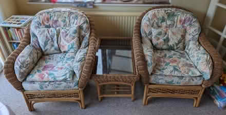 Photo of free Ratan wicker furniture (2 chairs and 1 table) (Strawberry Hill TW1) #1