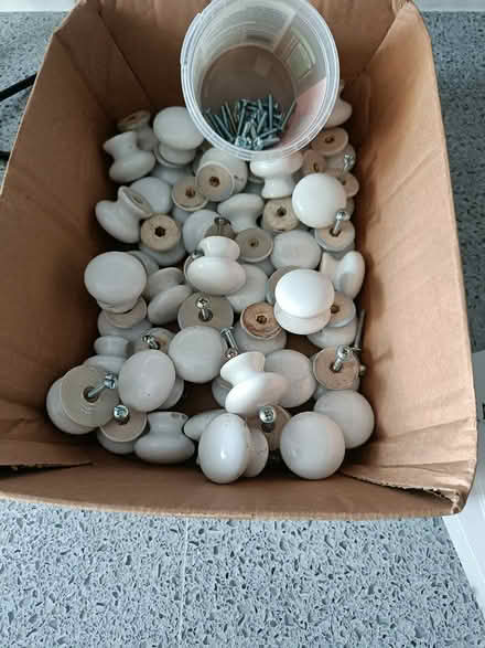 Photo of free Solid enamel white cupboard knobs (Chesterton Road CB4) #1