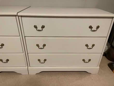 Photo of free Two sets of white drawers and a freestanding mirror (Starkholmes DE4) #2