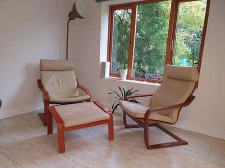 Photo of free 2 x IKEA POANG CHAIRS & Footstool (Christleton CH3) #1