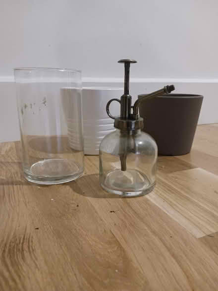 Photo of free 2 small planters 1 vase & mister (Lefferts Gardens) #1