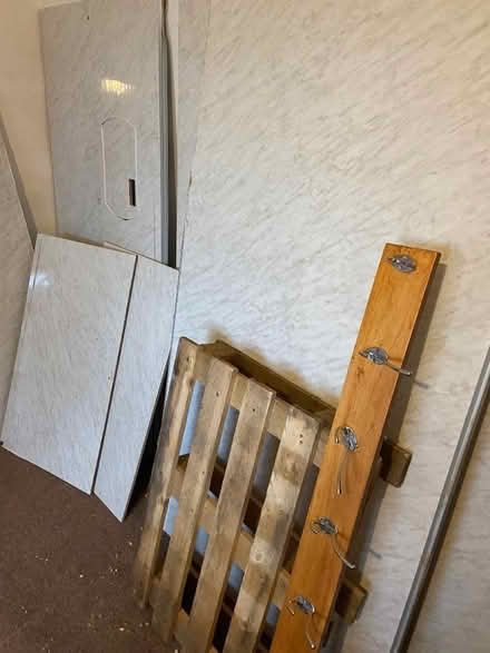 Photo of free Wooden pallet and coat hooks (Netherfield, Kendal LA9) #1