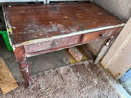 Photo of free Battered old table with drawers (TW16) #2
