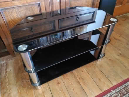 Photo of free Black Glass & Chrome TV Stand (Marks Tey CO6) #1