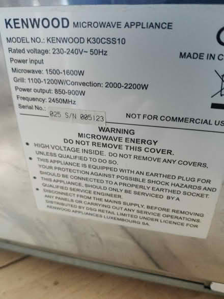 Photo of free Kenwood K30CSS10 - Combi Microwave Oven (Forest Gate E7) #2