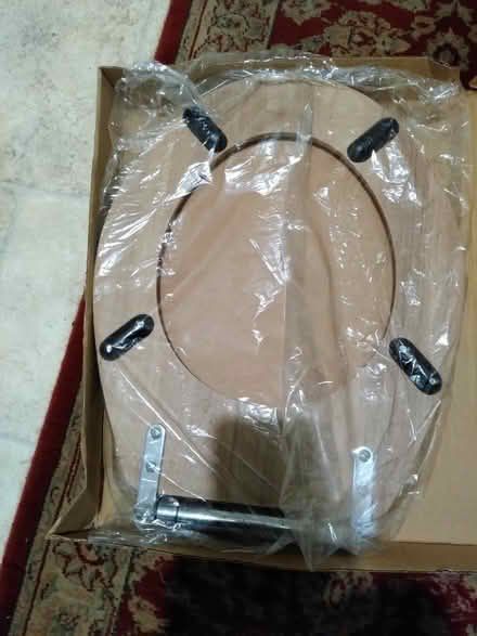 Photo of free NEW walnut toilet seat (Amber Valley DE56) #3