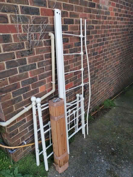 Photo of free White metal single bed (Upper Beeding) #3