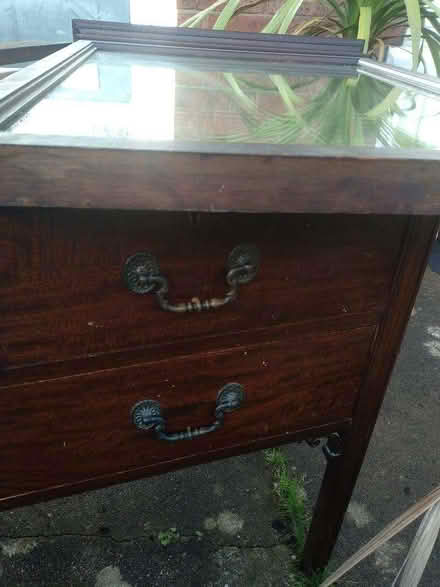 Photo of free Dark wood 3 drawer dressing table with mirror (Hereford HR1) #1