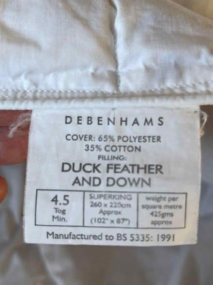 Photo of free Super King feather duvet 4.5tog (Colliers Wood SW19) #1