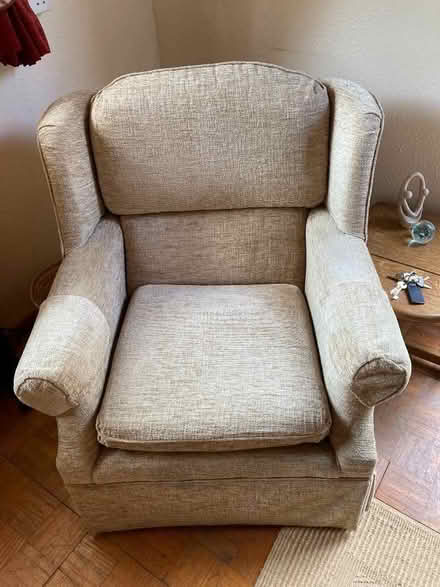 Photo of free 2 Armchairs. Beige. (Woodnewton PE8) #1