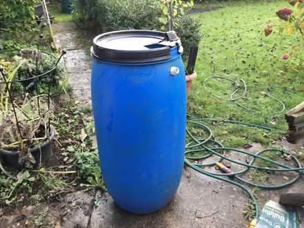 Photo of free Large blue barrel water butt (Stretton DE55) #1