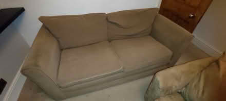 Photo of free Light Brown/Tan Settee (S8 Woodseats) #1