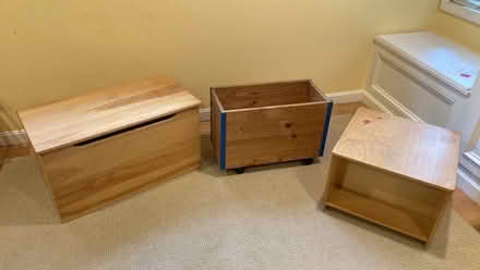 Photo of free Toy boxes, small table/shelf (Near Weston town center) #1