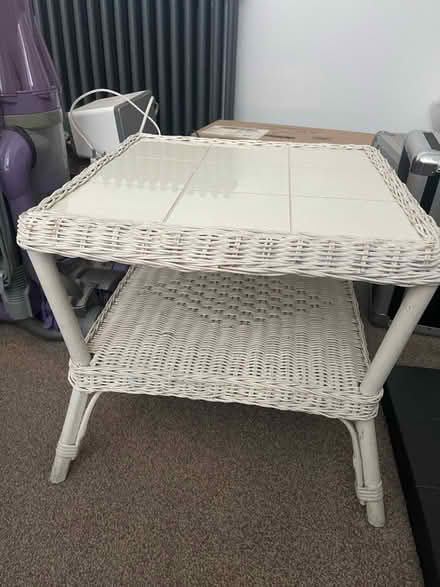 Photo of free White wicker tiled small table (M21 Manchester) #2