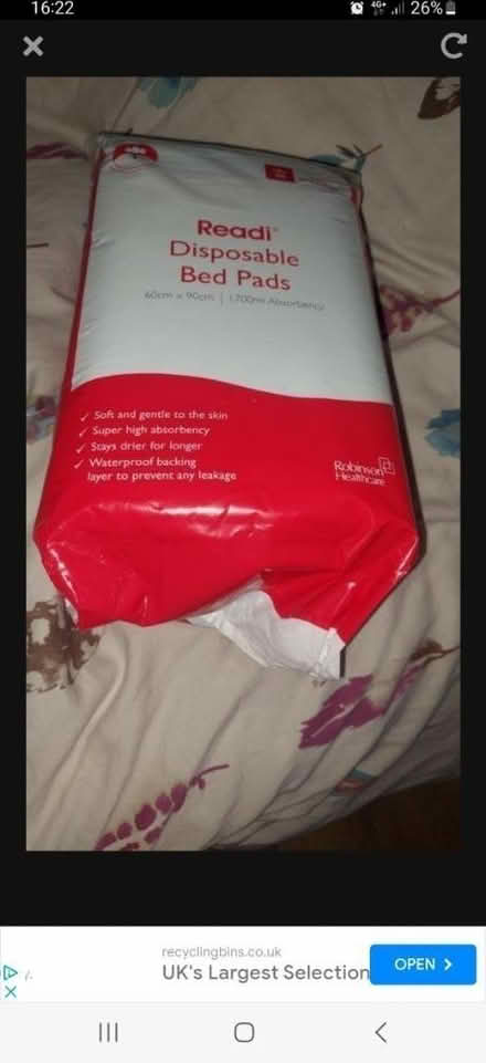 Photo of free disposal 'bed pads (B32) #1