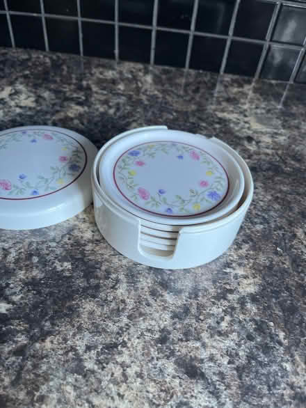Photo of free Set of 5 drinks coasters in holder (baguley M23) #2